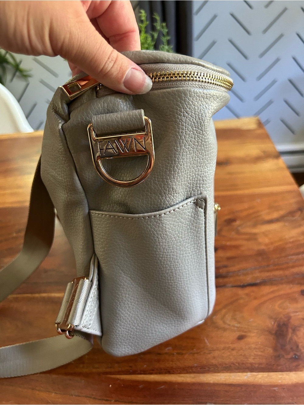 gray vegan leather convertible diaper bag by Fawn Design backpack - Picture 4 of 10